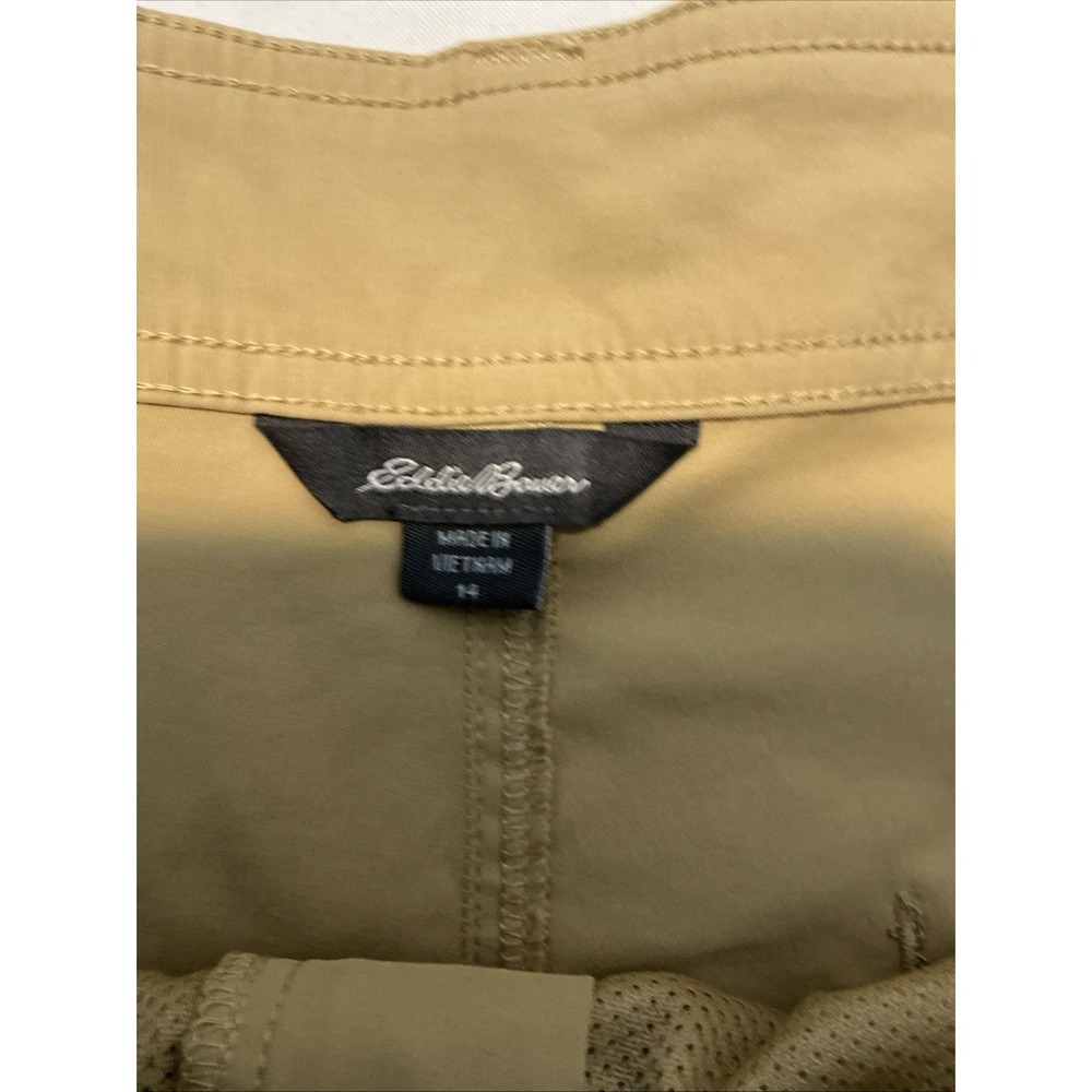 2 Eddie Bauer Womens Cargo Hiking Golf Shorts Sz 14 Gray Khaki - Picture 5 of 16